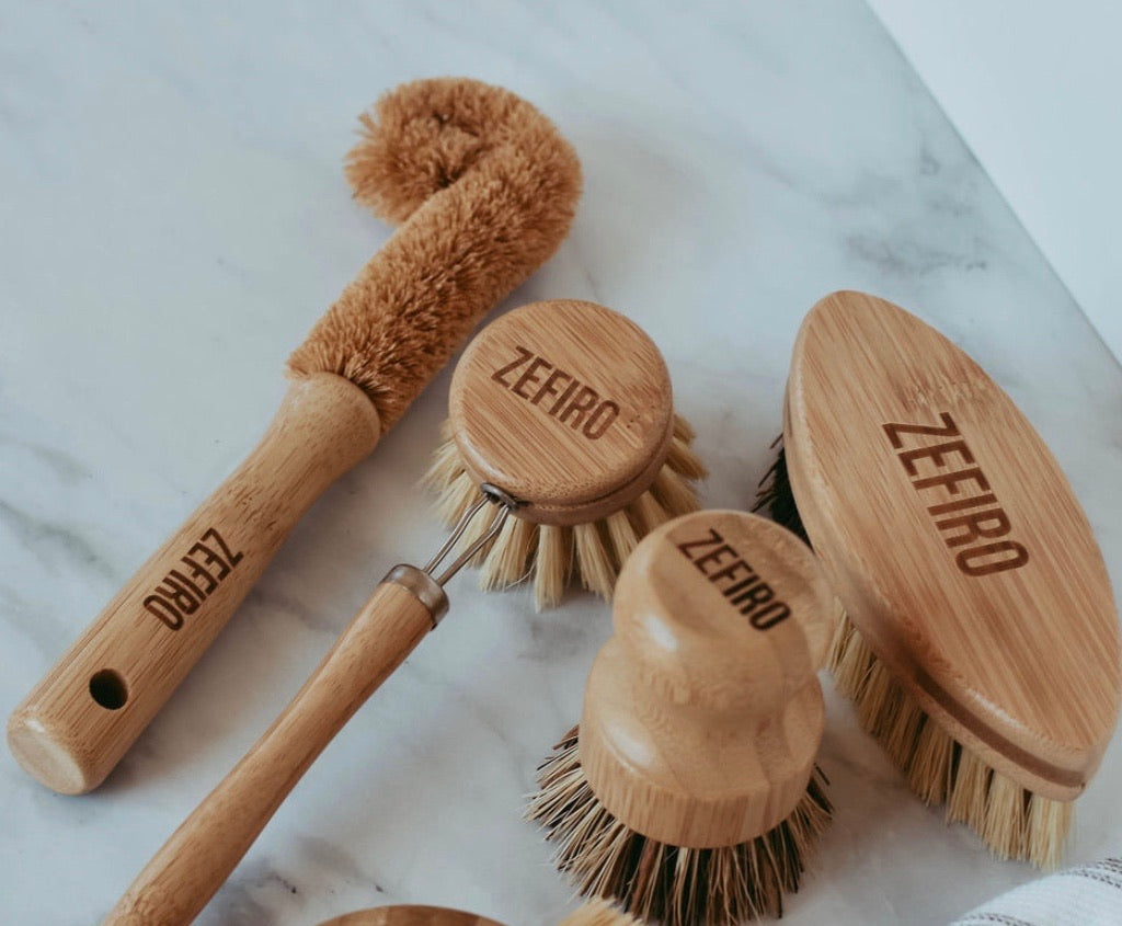 Bamboo Dish Brush Set, Complete Sustainable & Compostable Sponge and  Scrubber Set, Eco Friendly Cleaning Products, Bamboo Cleaning Brush, Wooden