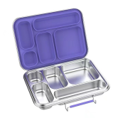 Lunch Box - Stainless Steel - Purple - Five compartments