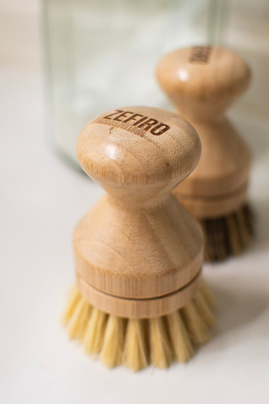 Bamboo Soft Bristle Pot Scrubber - With replaceable head