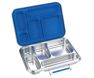 Lunch Box - Stainless Steel - Blue - Five compartments
